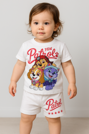 بدلة paw بيبي بناتي ابيض